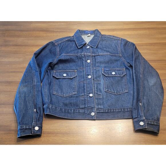 VTG Guess Denim Jacket Women’s L Blue Jean Trucker USA Y2K Streetwear AST874 EUC - Picture 1 of 8